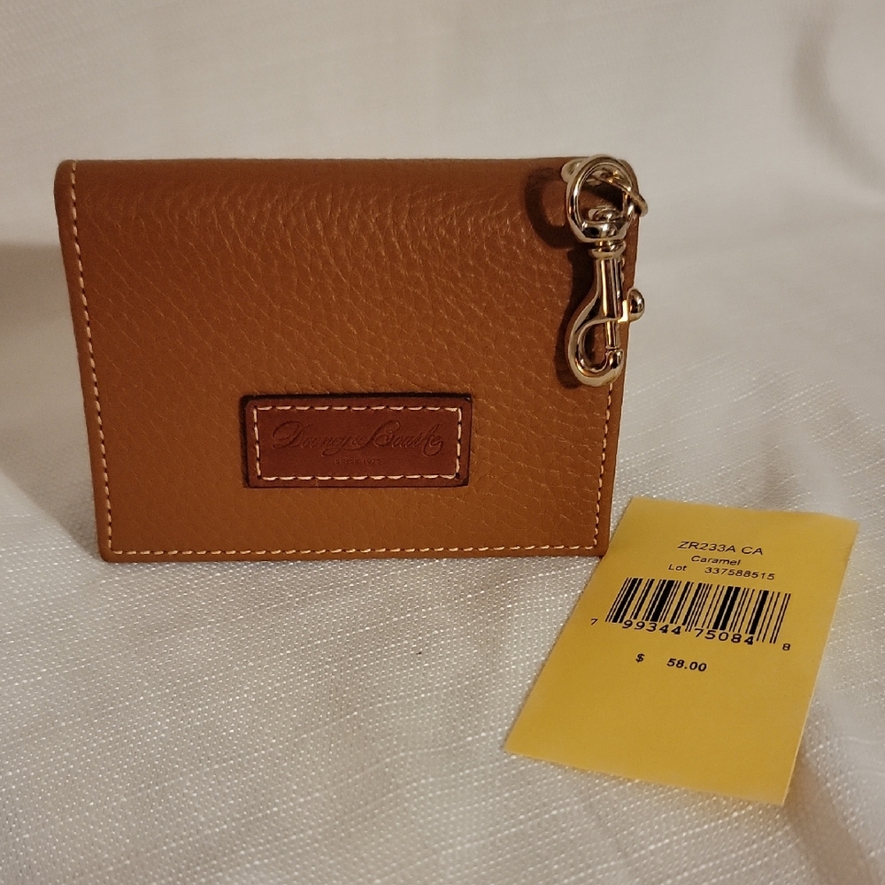 Dooney & Bourke Brown Leather Card And Key Holder